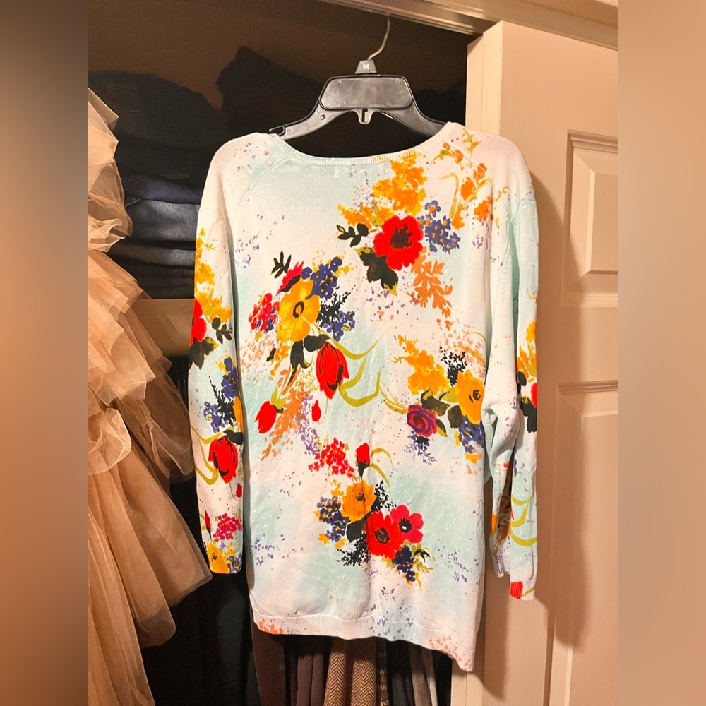 Floral Print Sweater with Bold Colors - Picture 2 of 3